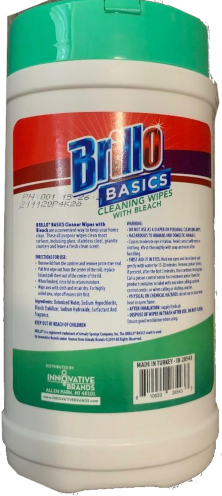 Heavy-Duty Waterless Cleaning Wipes, 12 x 12, Green-White, 50/Canister, 8/Ct