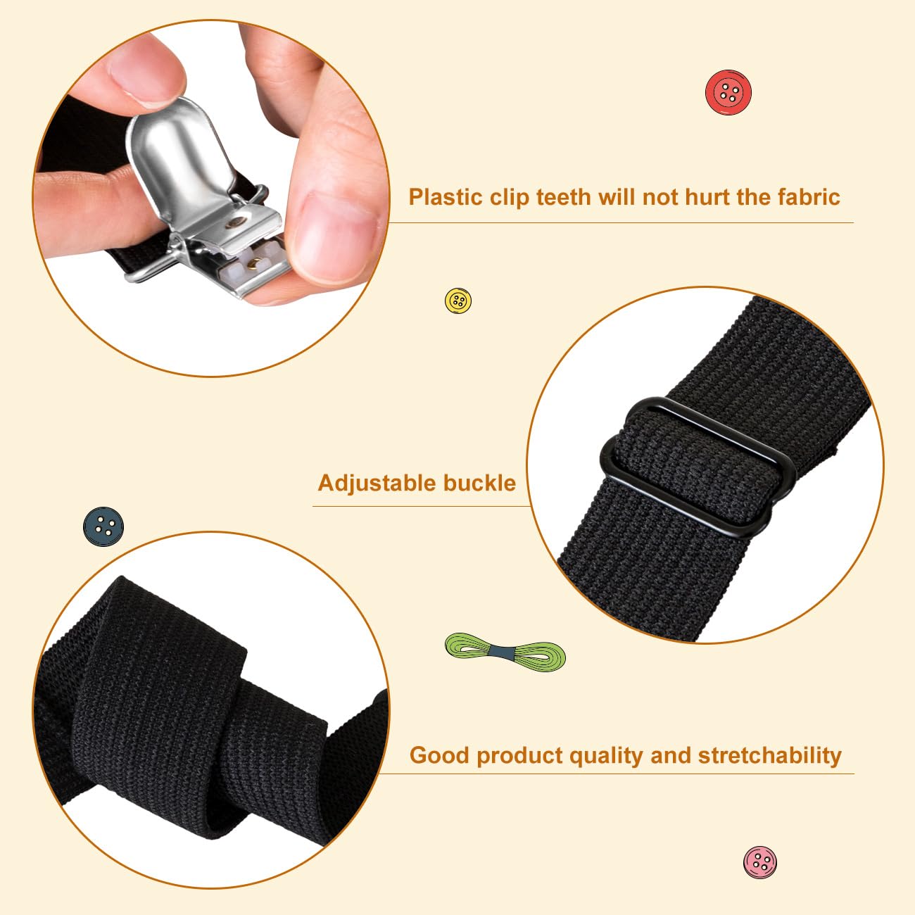 LIHAO 8 PCS Adjustable Bed Sheet Fasteners Elastic Bed Sheet Straps Fitted Bed Sheet Clips for Bedding Bedsheet Holder Straps Mattress Covers (Black) - Image 2
