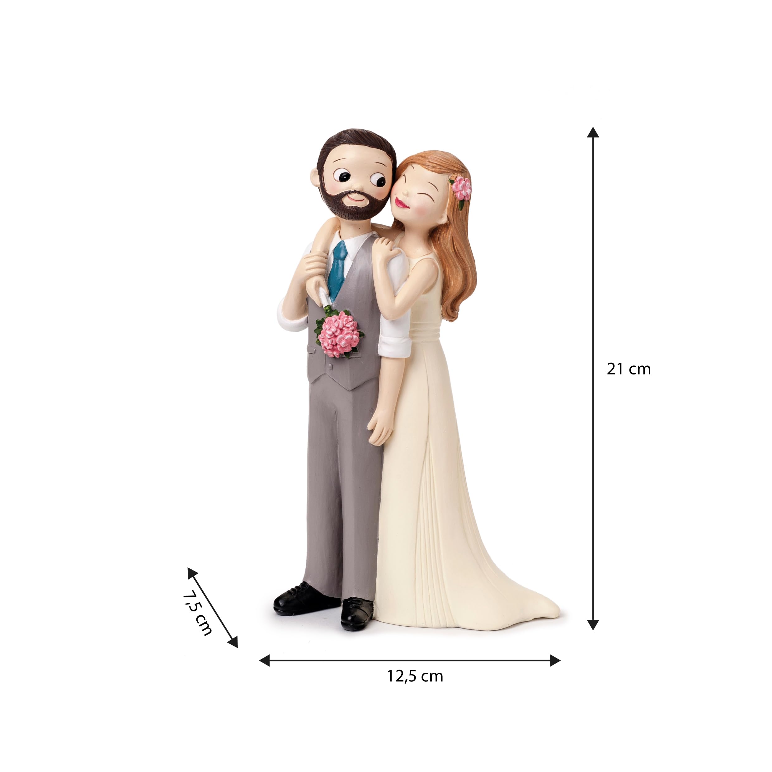 Mopec Pop & Fun Kuchenfigur, Bräutigam, Weste und Bart, 21 cm, Weiß, Einheitsgröße