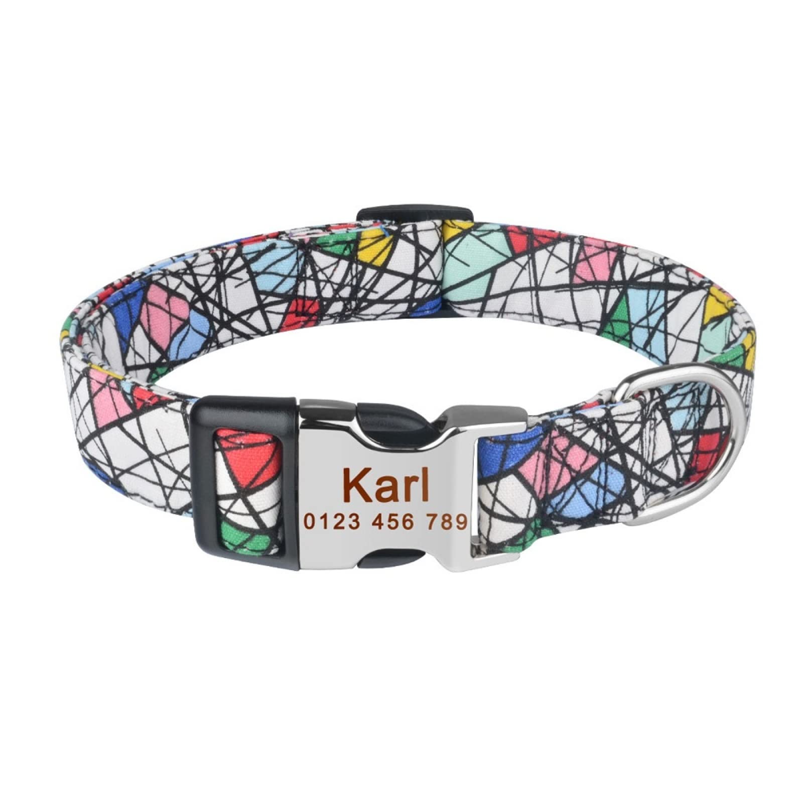 Collier pour chien en nylon blanc haut de gamme avec gravure personnalisée