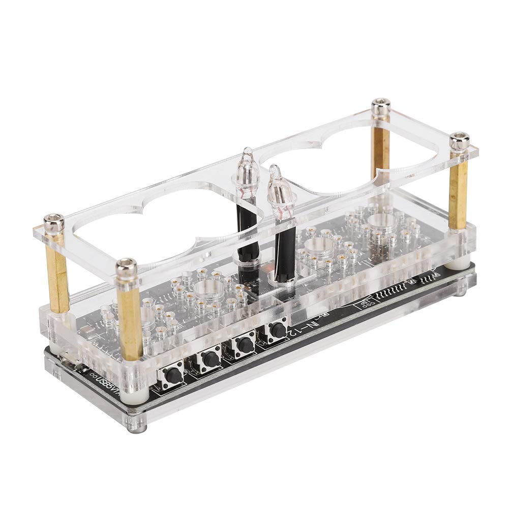 Zegar IN-12 LED Tube Clock 4-bitowy Siedmiokolorowy RGB Cyfrowy Nixie IN-12B z Akrylową Przezroczystą Obudową