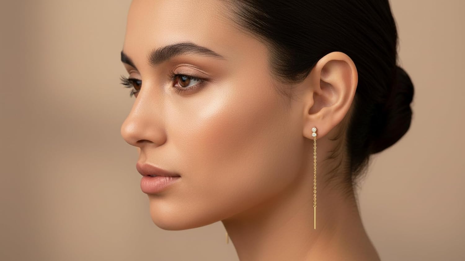 DISENO Drop Chain Earrings in 10K Yellow Gold – 0.06 Carat Natural Diamonds (F-G, SI1-SI2) – Fine Jewelry for Women – Perfect Gift for Birthdays, Weddings, Anniversaries, Valentine's Day