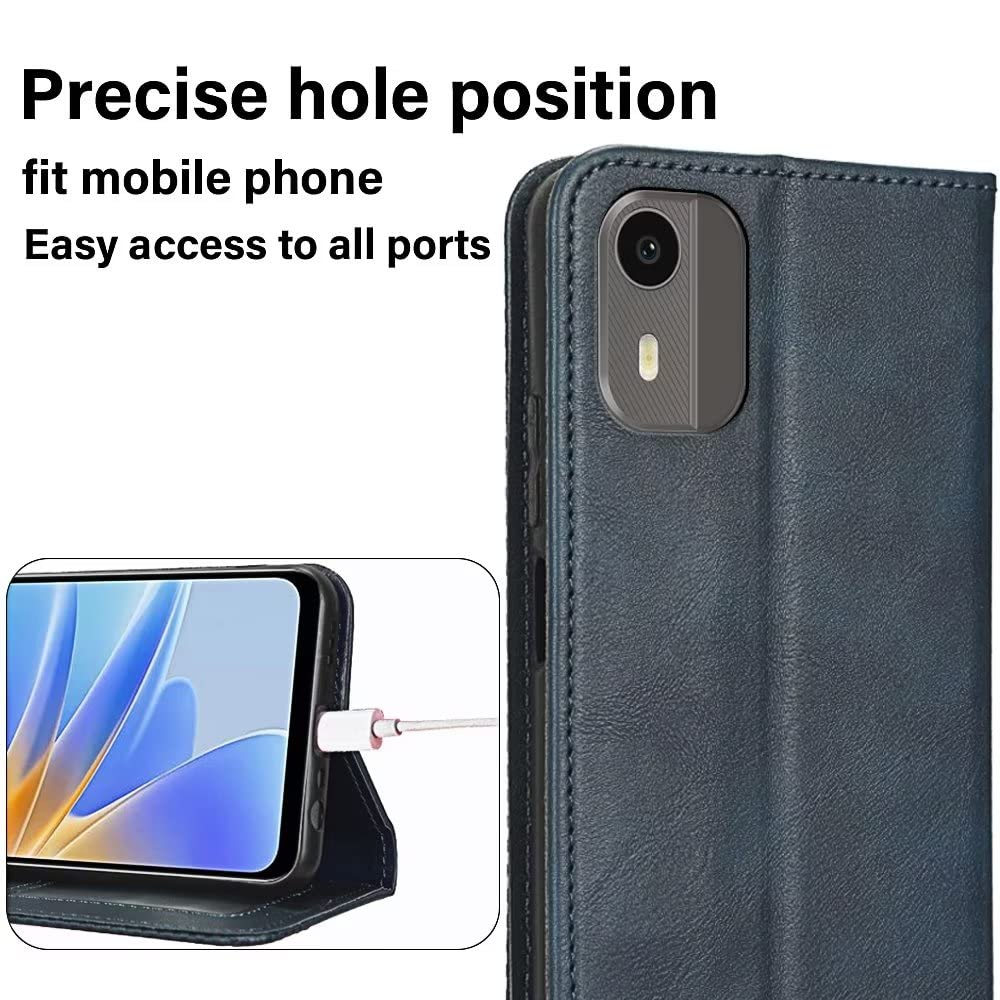 Custodia Portafoglio EASSGU Con Farfalla Per Nokia C12 (6.3 Pollici) – Pelle PU, 3 Slot, Funzione Stand, Blu - 3