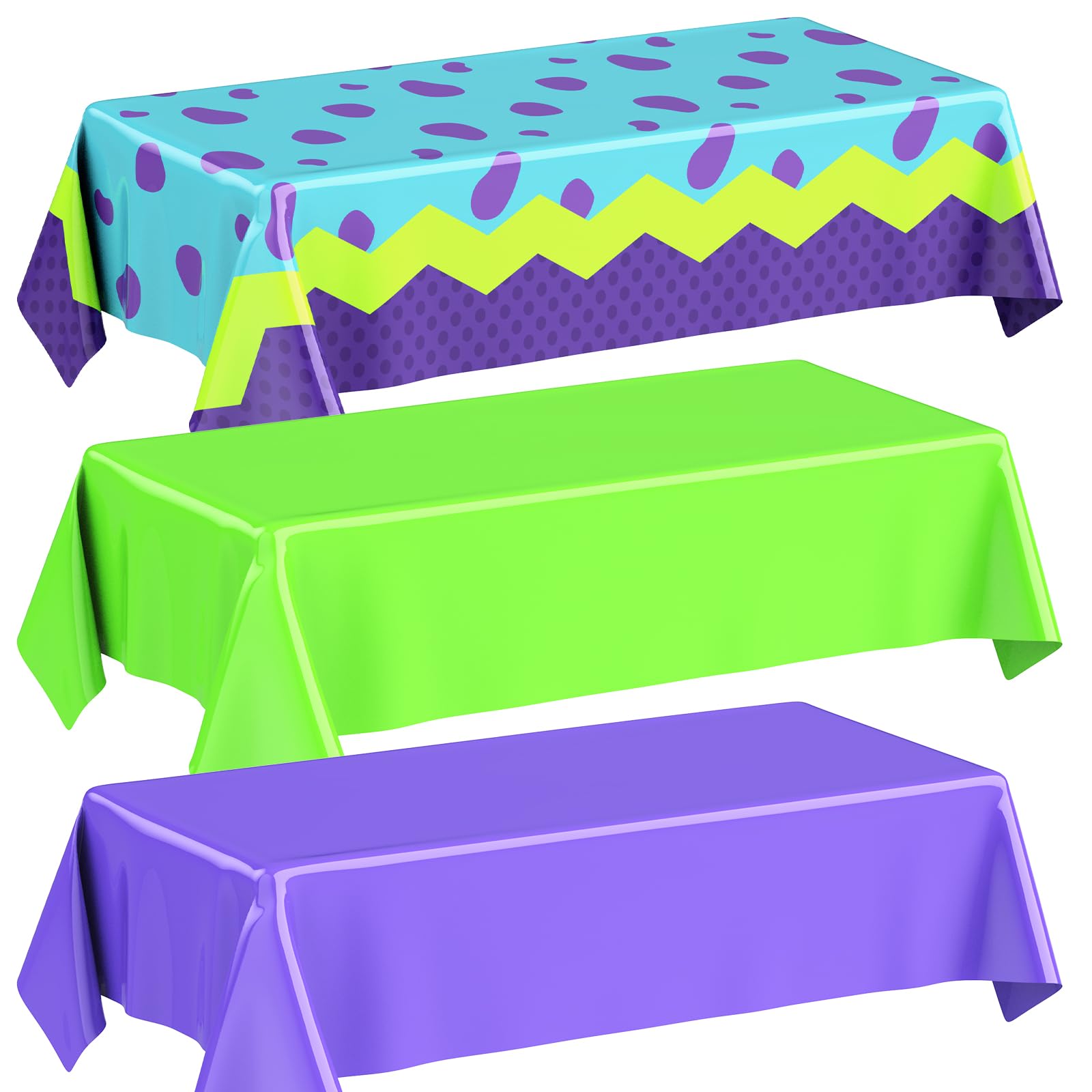 Oudain 3 Sheets Monster Dot Birthday Party Supplies Monster Tablecloth 54 x 108 Inch Plastic Table Covers for Birthday Party Decorations