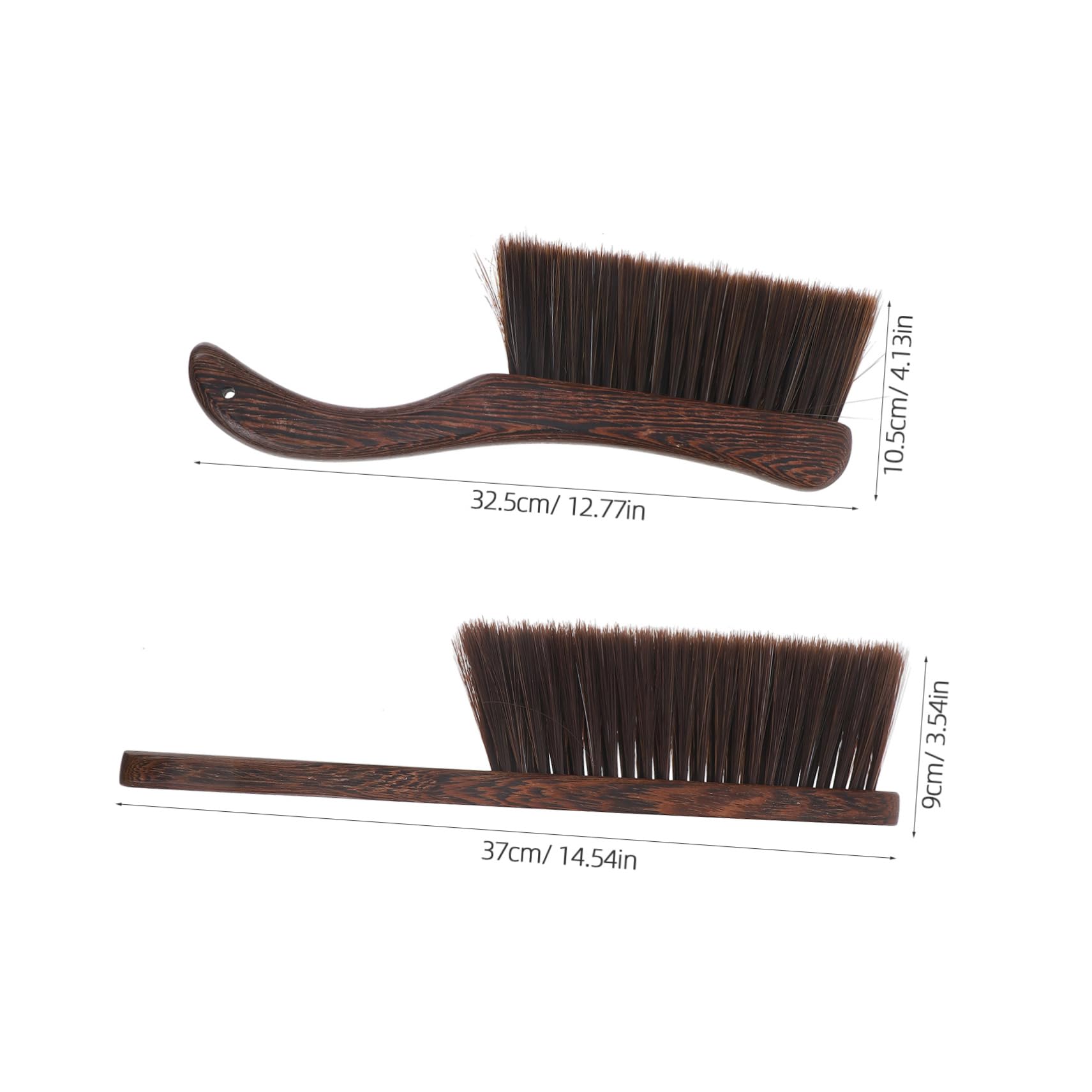 FOMIYES Elegant Wood Handle Brush Set 2pcs Whisk Broom Soft Brush for Bed Sofa Stains Removal