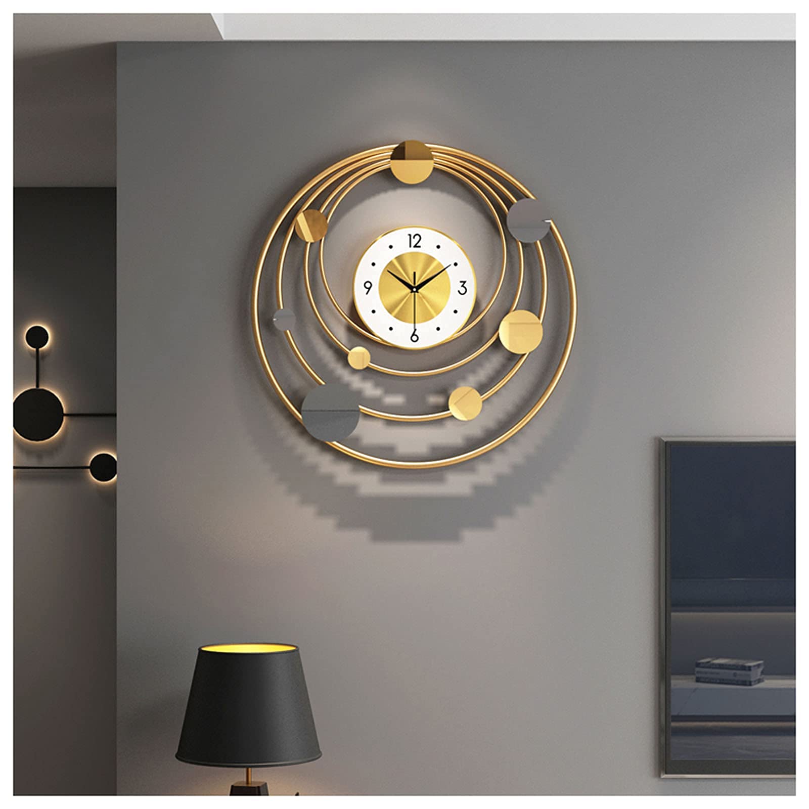Horloge Murale Artistique Ronde en Fer Forgé, 50 Cm, Silencieuse, À Quartz, Idéale pour La Décoration Intérieure des Chambres D'Hôtel Et des Salons.,A-50CM