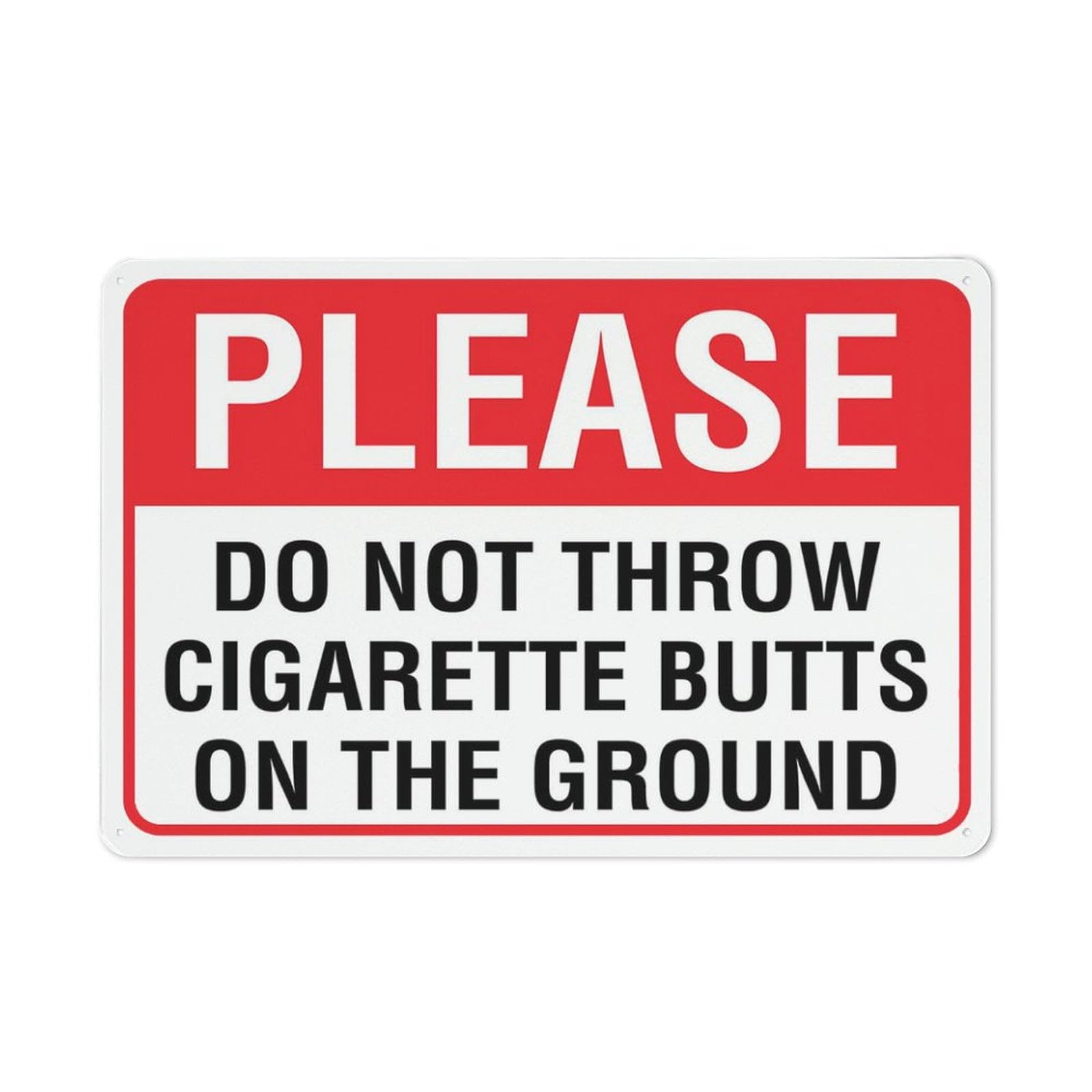 peiyeety Please DoThrow Cigarette Butts On The Ground Sign Outdoor Metal Sign - 12x16 Inches Metal Signs for Business, Workplace, Office, Home, Delivery Signs, Road Signs, Garden Signs