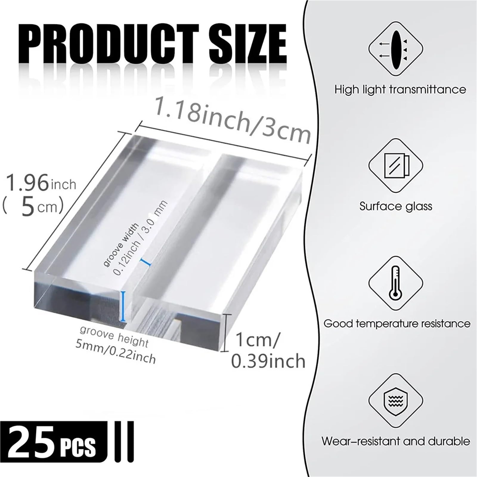 Ständer Tischkartenhalter 25 Stück Tischnummernständer Desktop Klarer Kartenständer Transparente Schilderhalter Für Hochzeitsfeiern(5x3x1cm)