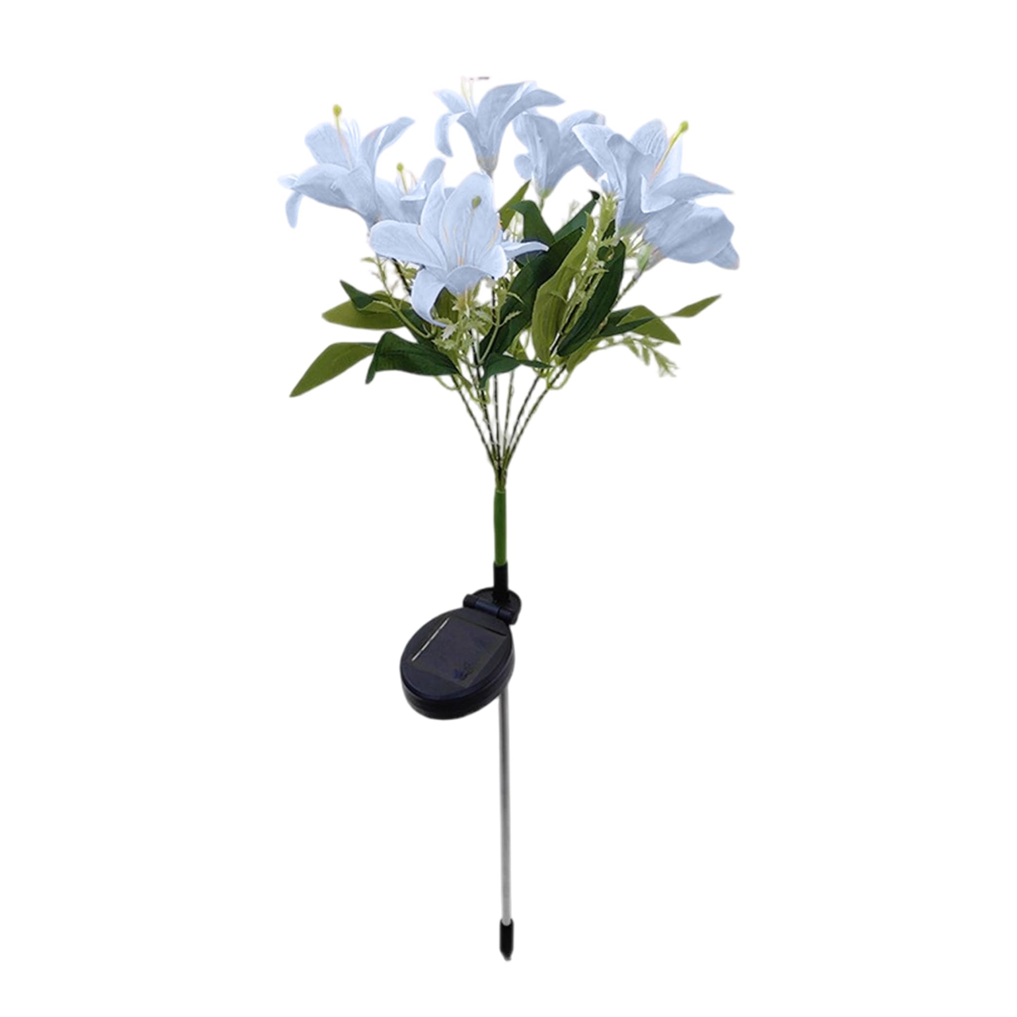 Vervevum Solar Lily Flower Lights, 7-Head Solar Garden Lights with Auto Dusk Lighting & Stake Easy Install Lily Decor for Garden Lawn Yard Walkway, 28in, White, Flower Outdoor