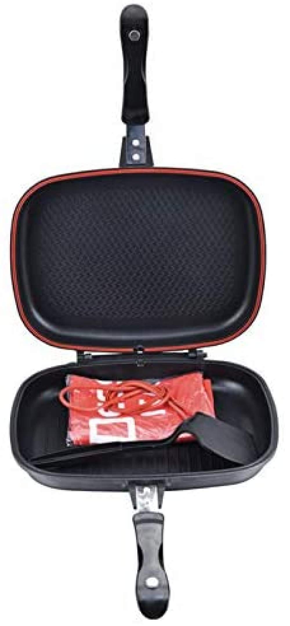 zaizai Sartén Parrilla De Doble Cara, Portátil Duradero para Freír a La Parrilla, Hogar, Cocina, Camping, Aluminio Fundido