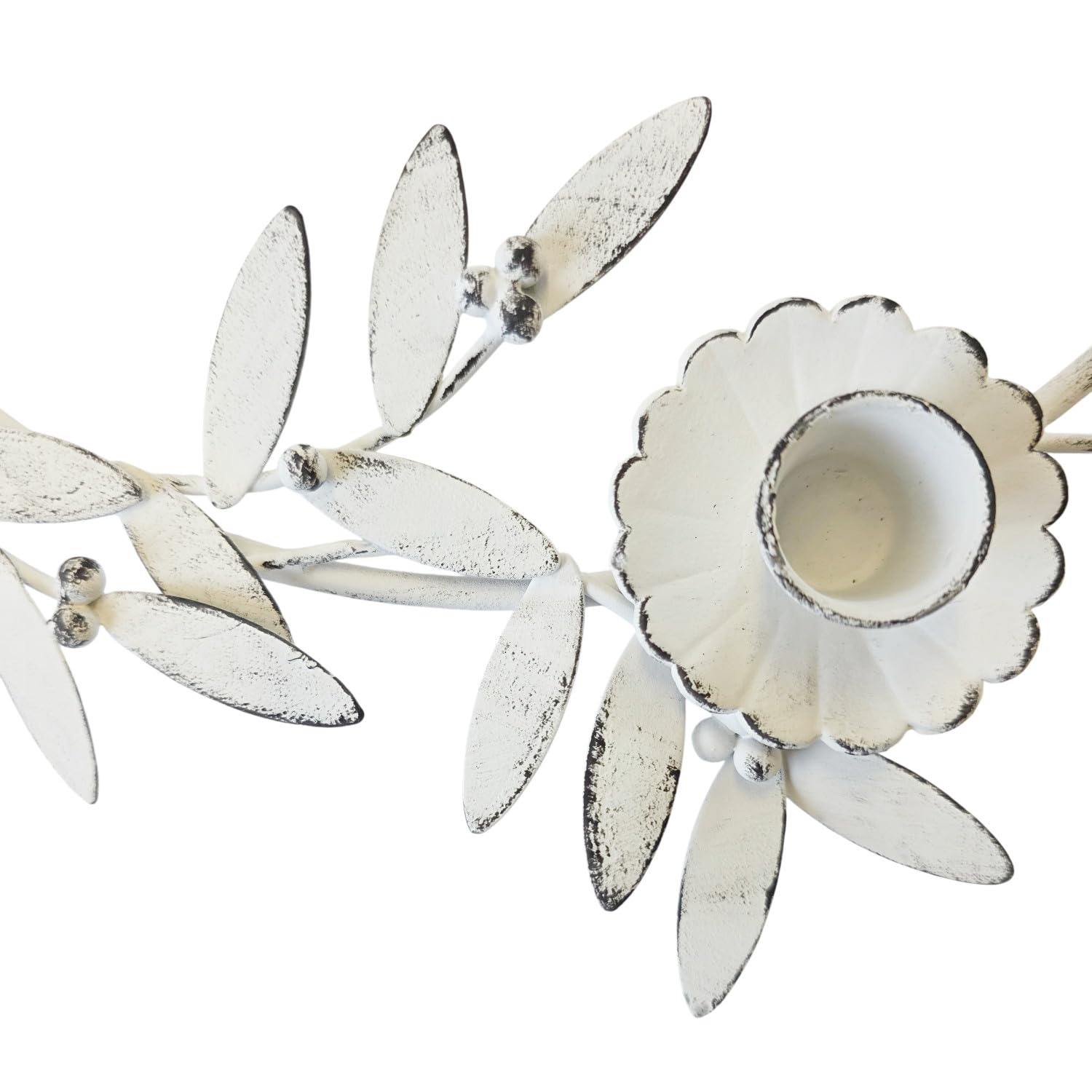 MACOSA PO540060_101 - Corona dell'Avvento con foglie, in metallo, 35 cm, 4 candelabri, decorazione da tavolo, Avvento, decorazione natalizia