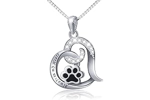 925 Sterling Silver Paw Print Forever Love Pet Memorial Necklace