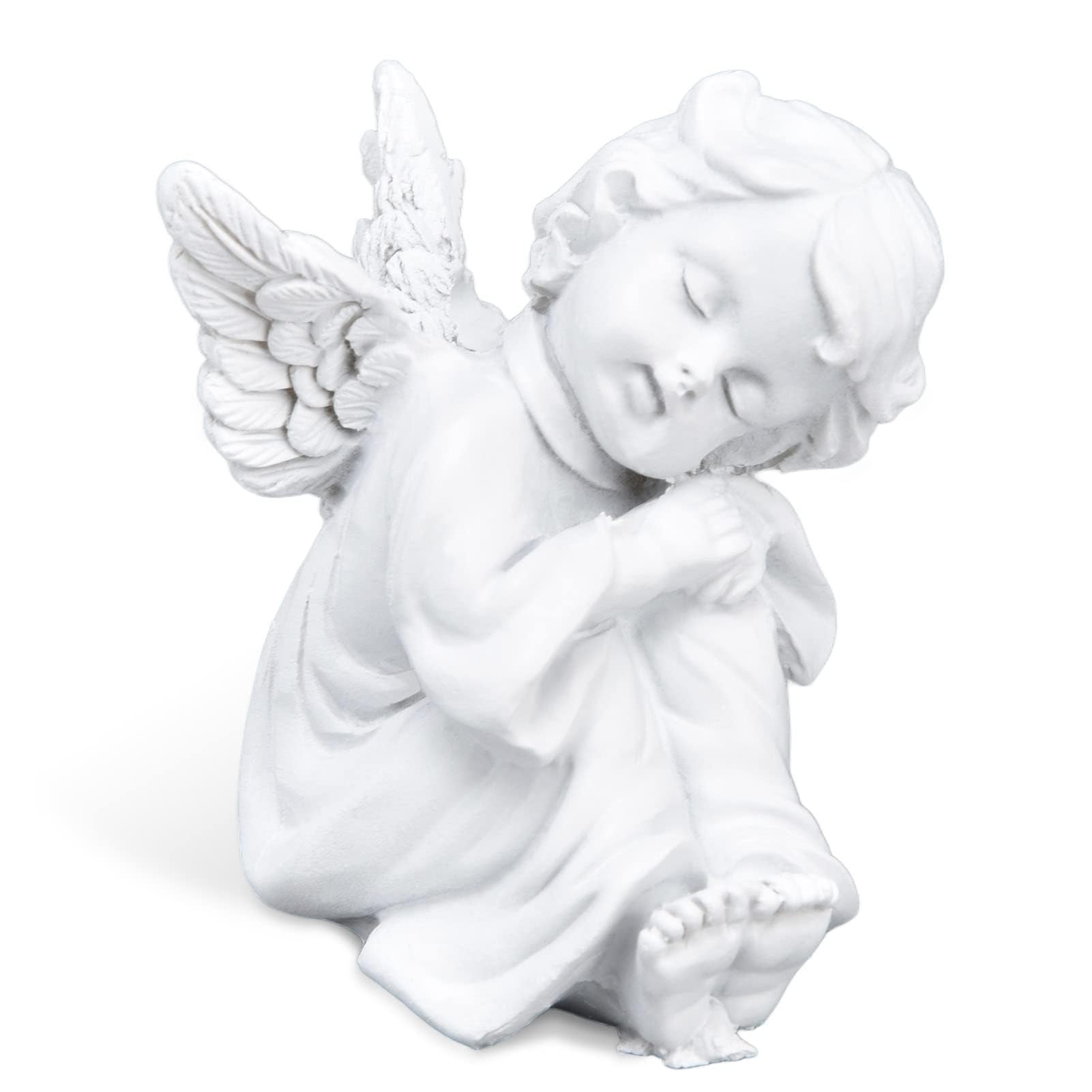 Cyrank Estatua de Querubín, Resina Blanca Estatua de Ángel de Oración, Figuras Decorativas de ángel, Figuritas de Bebé Blancas de Estilo Encantador para La Decoración de La Mesa del Hogar(#1)