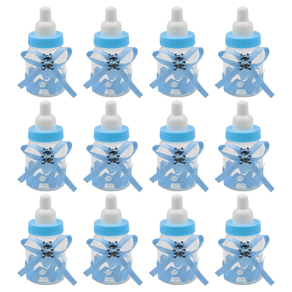 12 pcs Bouteille de Bonbons, Mini Boîte Cadeau Style Mangeoire à Remplir avec Ours pour Cadeaux de Fête Fournitures de Sainte Communion Garçon Fille Baptême Anniversaire Décoration
