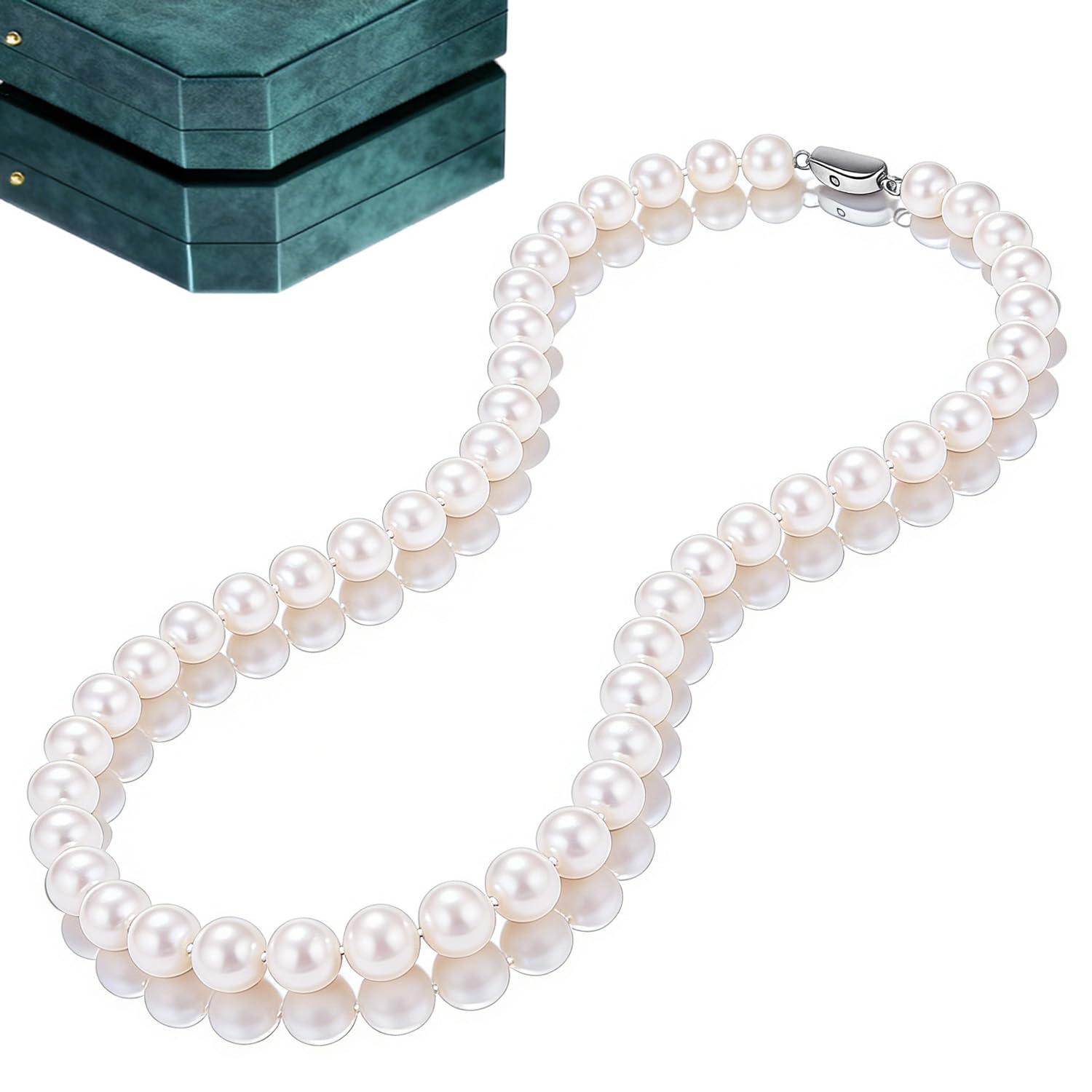 9-11mm Freshwater Pearl Necklace for Women, Genuine Pearl Strand with 925 Sterling Silver Clasp, Jewelry Gift for Mother's Day, Valentine's Day, Anniversary, Birthday, Wedding