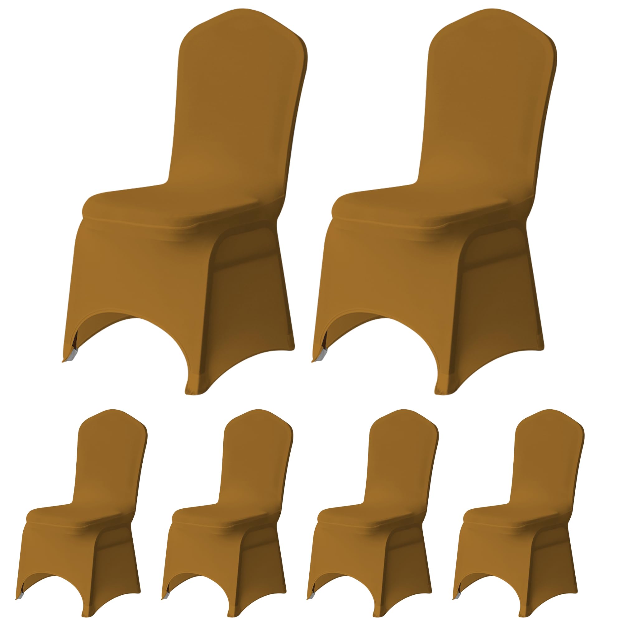 Trimming Shop Gold Wedding Chair Covers Set of 8, Spandex Polyester Stretch Removable Washable Universal Slipcovers for Wedding Banquet, Dining Party & Events — image 1