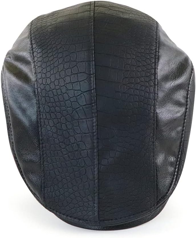 Mens Ivy Cap PU Leather Newsboy Hat Adjustable Beret Caps Classic Golf Flat Cap Gatsby Driving Fishing Hat - Image 2