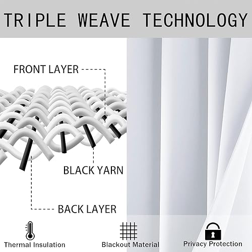 Miniatura 5 de JIUZHEN Cortinas para dormitorio, con aislamiento térmico, oscurecimiento de la habitación, reducción de ruido, cortinas opacas de 52 x 63 pulgadas