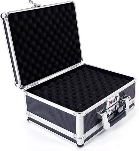 Miniatura 5 de Estuche rígido largo de aluminio para rifle  Caja de almacenamiento portátil de escopeta con bloqueo con espuma acolchada  Estuche táctico para