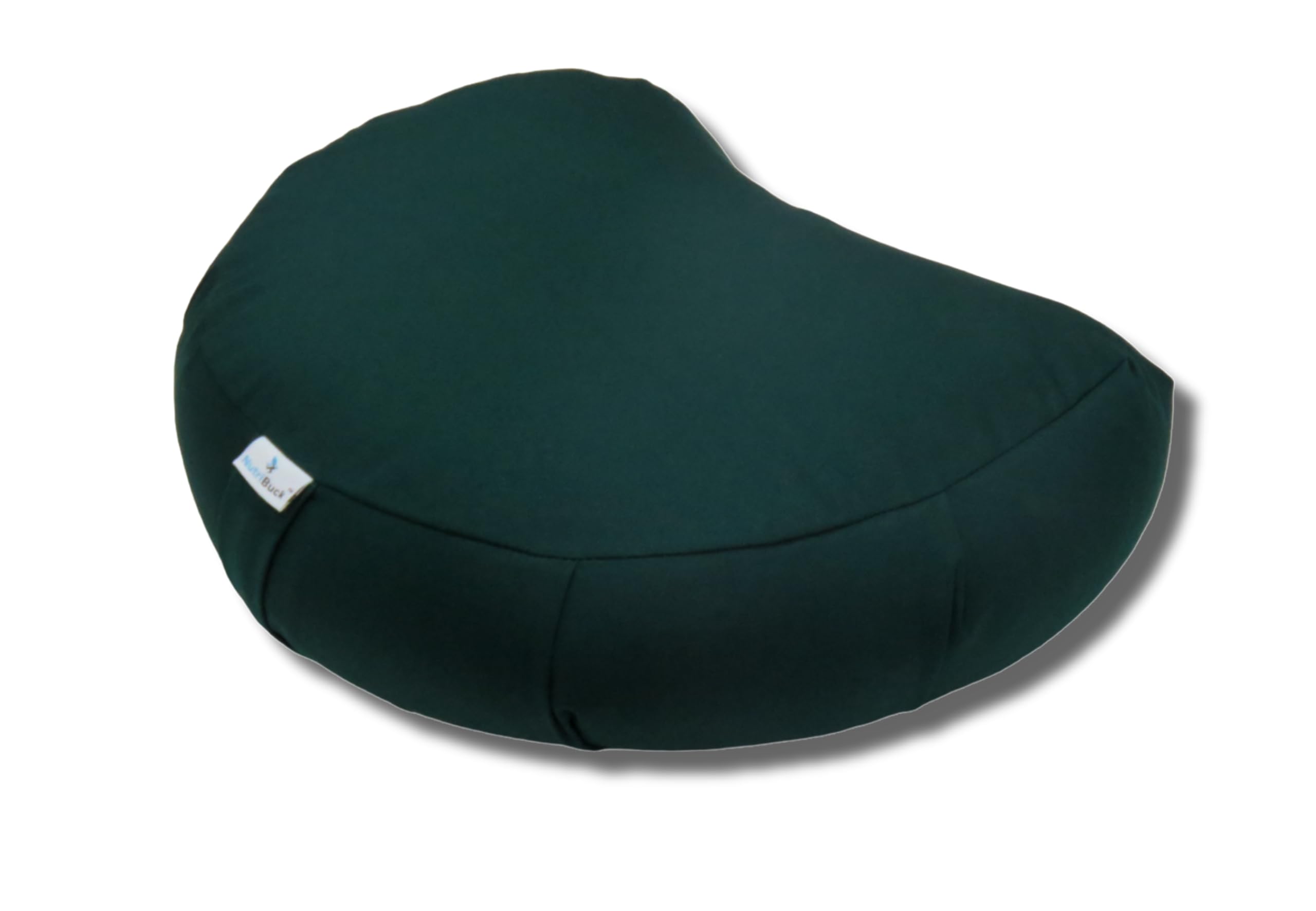 NutriBuck® Crescent Shape Zafu Meditation Yoga Cushion Filled with Buckwheat Hulls, Enhances Comfort, Support, and Mindfulness in Your Meditation and Yoga Journey (Castleton GreN, MEDIUM)