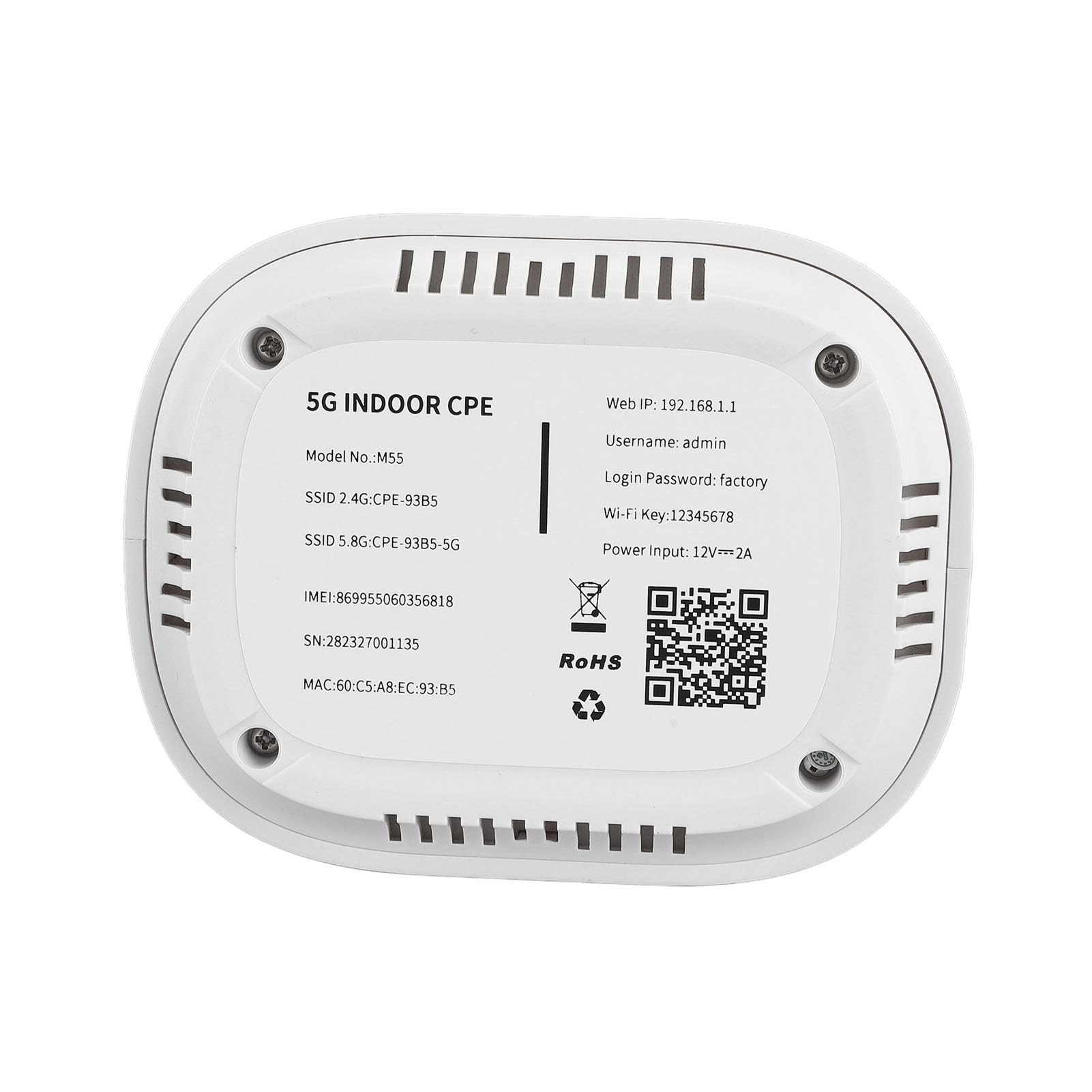 Router Cellulare 5G, 5G N. NSA SA Stable Wireless Router CPE 2,4 G 5,8 G Supporto a Doppio Grado 64 Utente 1800 Mbit/S con Slot della Scheda SIM per Ufficio (Spina europea)