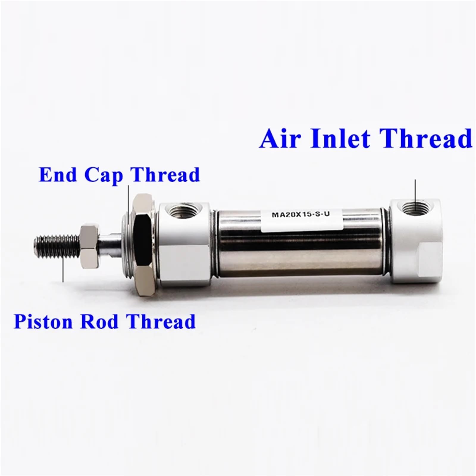Cilindro neumático Mini de Doble Efecto de Acero Inoxidable de Extremo Redondo MA16/20-25 x 50 x 75 x 100 x 125 x 150 x 200S-U (1 Unidad)(Stroke 100mm,MA16 (Bore 16mm))