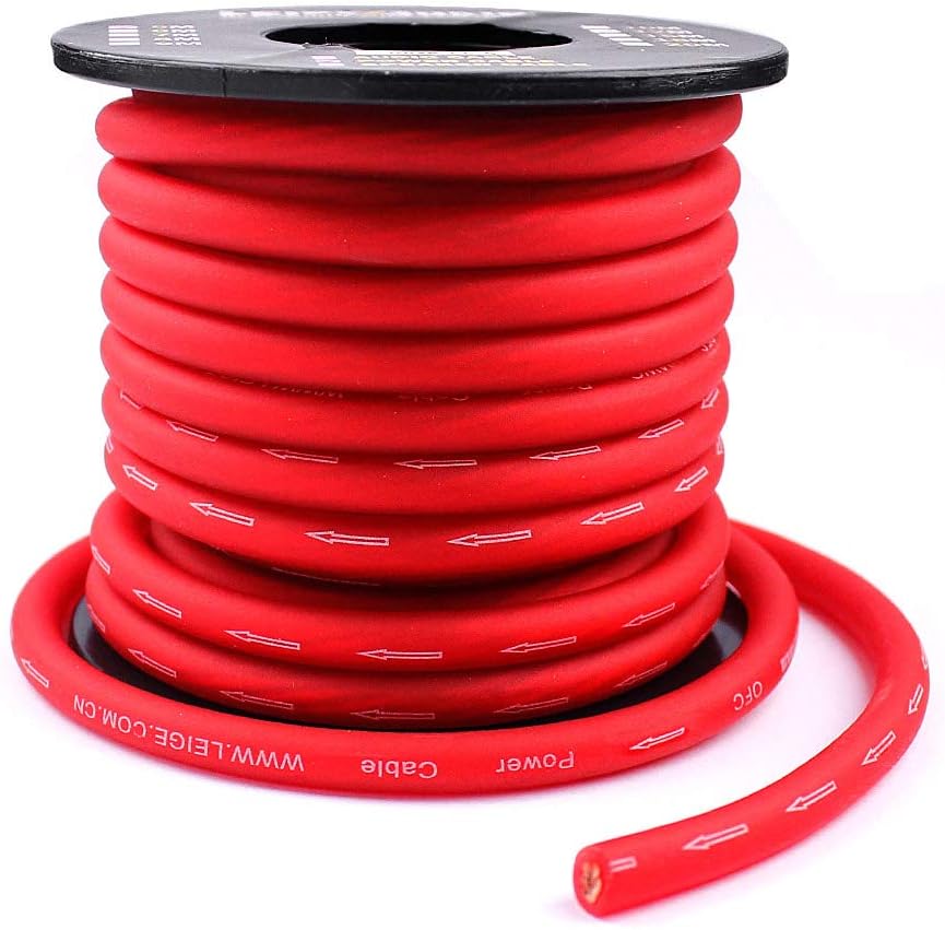 8 Gauge Red OFC Power/Ground Wire,25 Feet,99.9% Oxygen-Free Copper