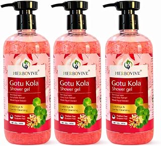 Herbal Gotu Kola Body Wash Shower Gel | Witch Hazel Extract for Skin Soothing & Hydration | Gentle Cleansing, Paraben Free, Sulphate Free | 300 ml(Pack Of 3)