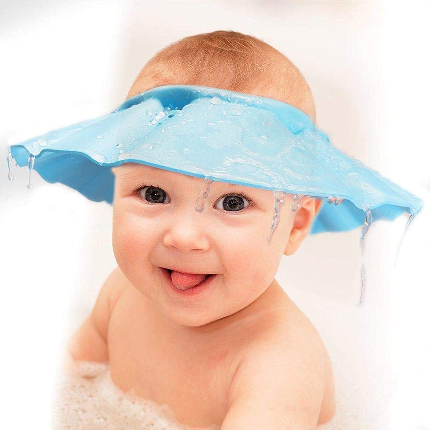 ESTACELL Shower Cap For Kids – Babies Bathing Eye & Ear Protector Headcap, Adjustable Waterproof Caps for Headbath, Toddlers Head Hair Wash Protection Gadgets, Baby Bath Cover Accessories, Blue-image-10