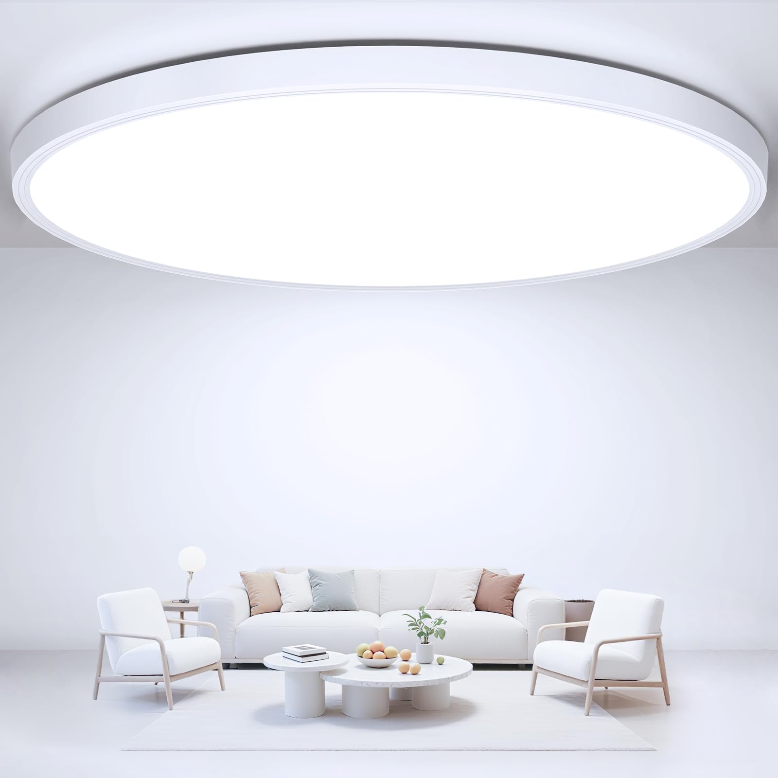 Deckenlampe LED Deckenleuchte Flach Rund - Ø30CM 24W 2400LM Modern 6500K Kaltweiß Led Lampe Decke IP44 Deckenbeleuchtung für Badezimmer Schlafzimmer Wohnzimmer Küche Bad Keller Flur Balkon Ultra Dünn