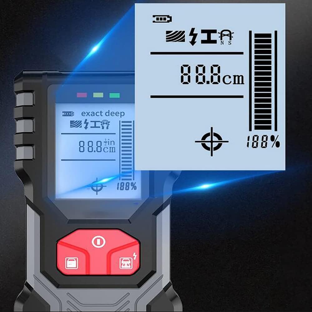 NEWTRY Stud Finder Wall Scanner, Digital Wall Detector, for Wood Metal Cables Copper Pipes AC Wire, with Smart Sensor, Microprocessor Chip, Backlit HD LCD Display