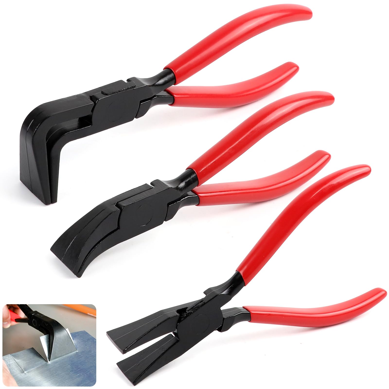 3 Pièces Pince à Border Droites, Pince Pliante Plieuse Tole