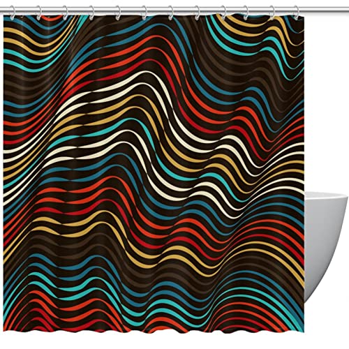 Rideau de douche abstrait 183 cm avec crochets pour salle de bain - 2