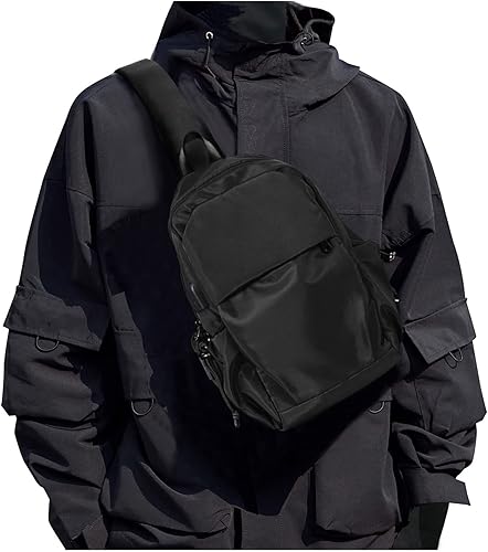 Bolso bandolera bandolera para hombre y mujer, D-Negro, L, Casual