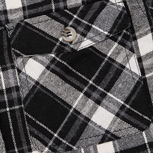 Image of ThCreasa Girls Sherpa Lined Plaid Button Hooded Jacket | Fully Interior Lined, Button Up, Flannel Outer, Family Photo Ready, School To Holiday Events, Fall Winter Shacket With Hood
