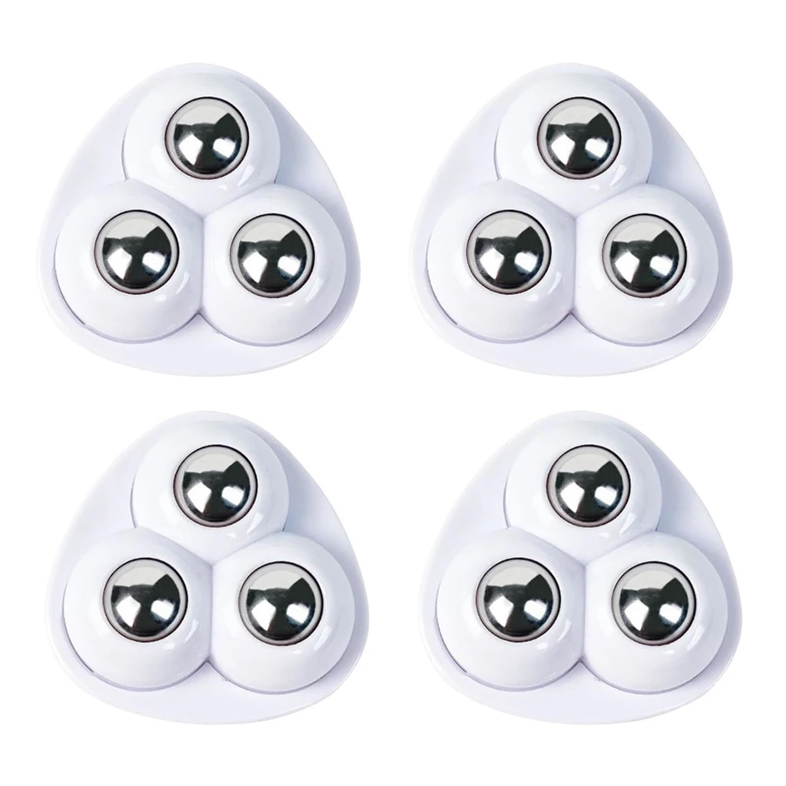 Caster Wheels, 4pcs Sticky Swivel Pulley 360 Degree Free Rotation Rolling Caster Pulleys No Noise for Trash Can Bottom Kitchen Small Appliances(White Style A)