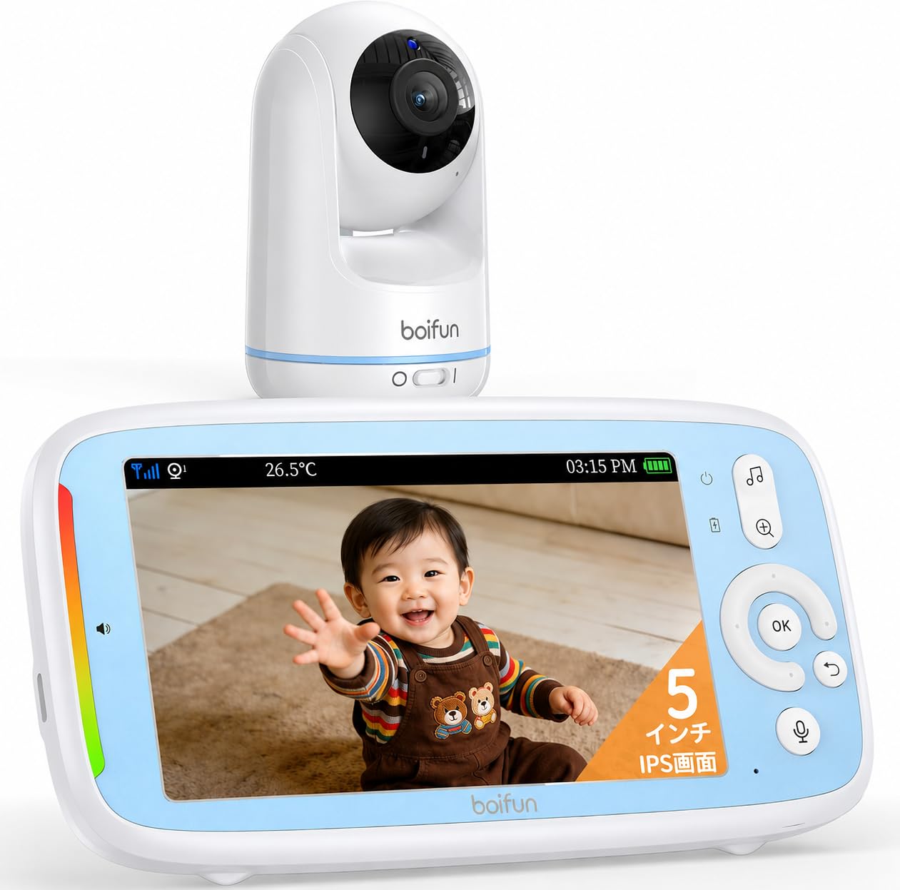 Amazon.co.jp: 2026 新登場 BOIFUN ベビーモニター WiFi 不要 5 インチ