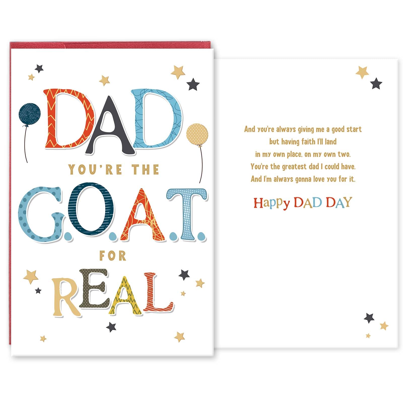 hvdler Funny Father's Day Card for Dad, Slang Fathers Day Card for Daddy, Hilarious Fathers Day Gift from Kids, Dad You're the GOAT for Real