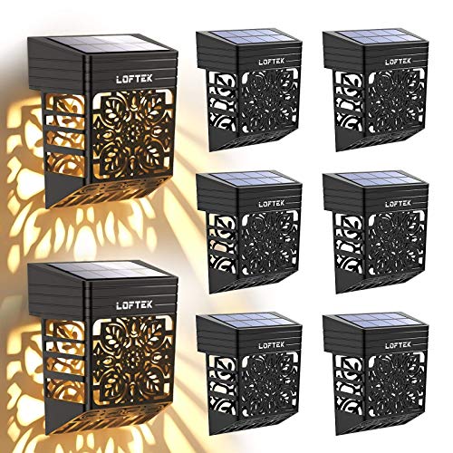 LOFTEK Solar Deck Lights, Solar Fence Lights, Outdoor Decorative Lights Waterproof, Auto Work Solar Powered Backyard Lights for Garden, Railing, Front Door, Patio, Post, Stair, Warm White, 8 Pack