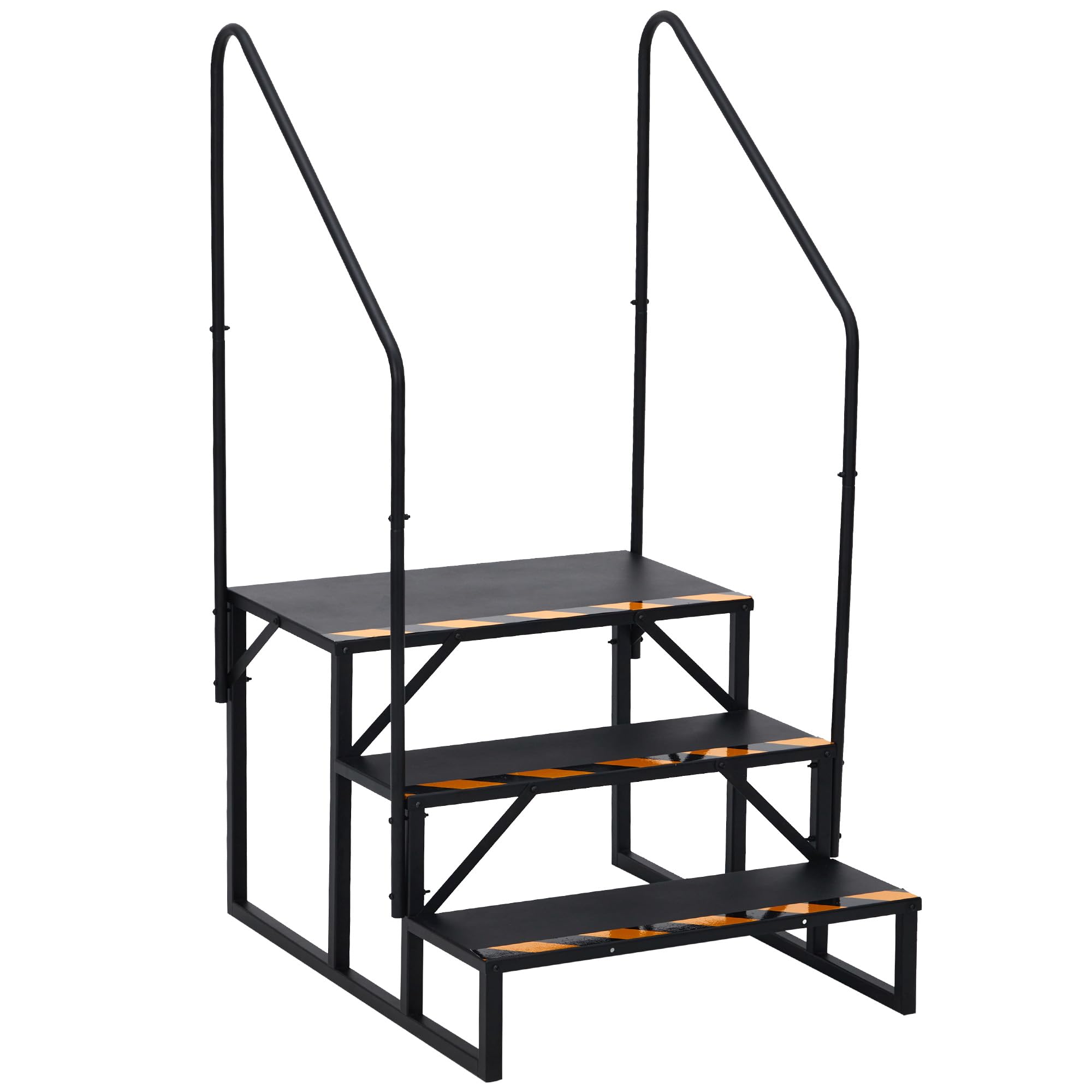Marchepied extensionérieur pour Camping-Car, 3 marches bilatérales avec Main Courante – antidérapant, Robuste, supporte jusqu'à 300 kg, idéal Caravane, remorque, Spa, Porche, lit Haut –