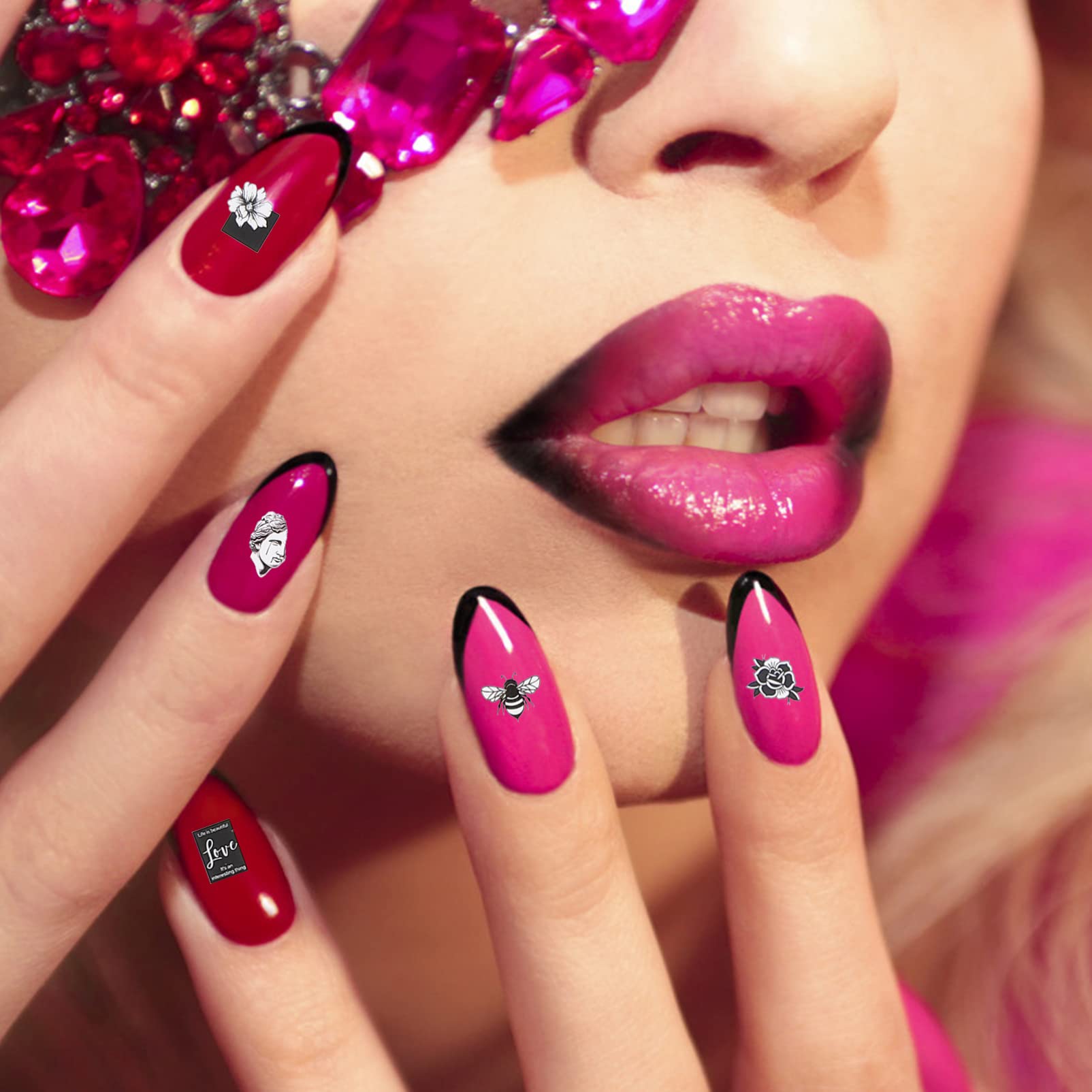 FRCOLOR 50fogli Adesivi Unghie e Stickers Per Nail Facile Applicazione Set Decorazioni Per Unghie e Ragazze