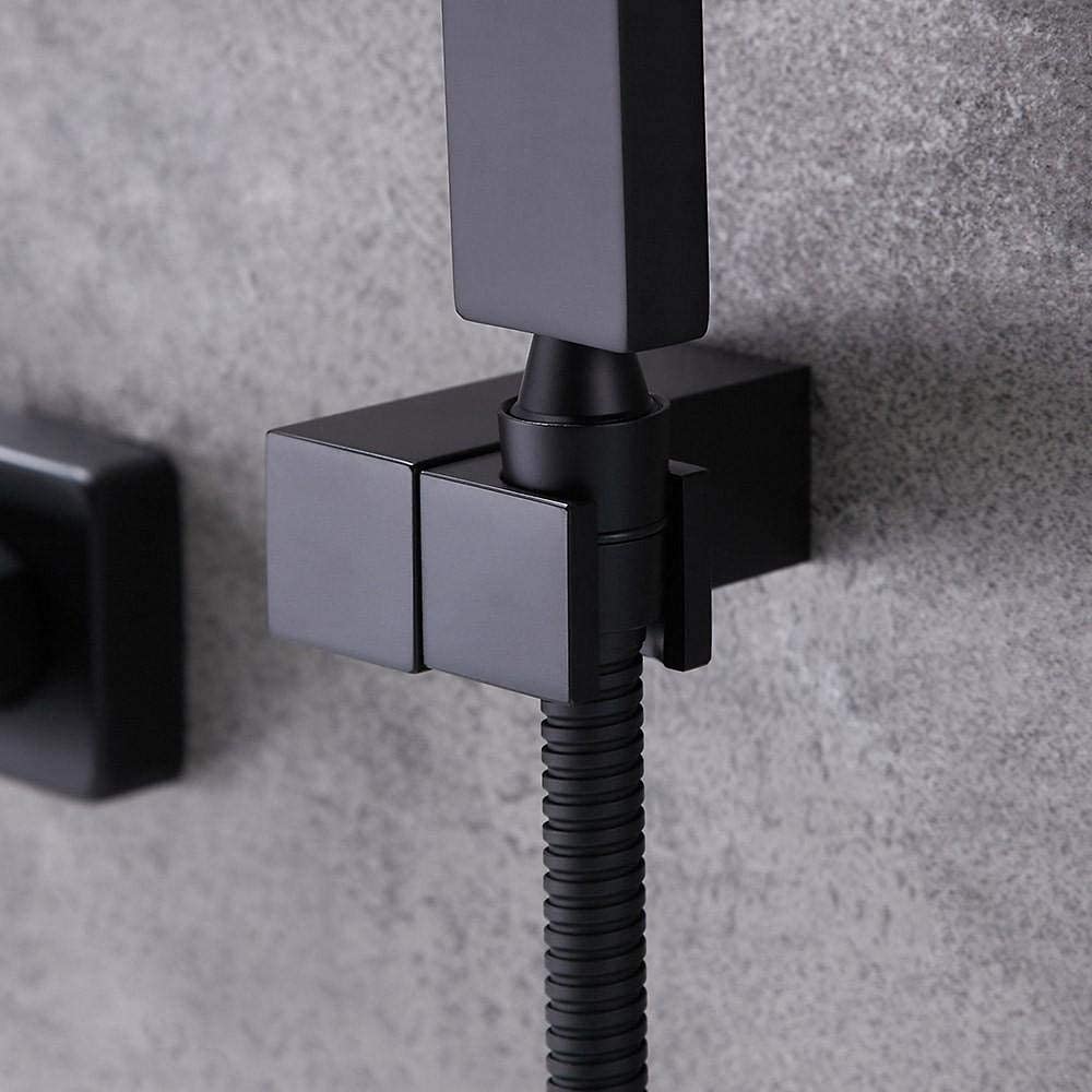 Grifo de ducha empotrado con alcachofa de mano, color negro, con manguera de ducha de 1,5 m