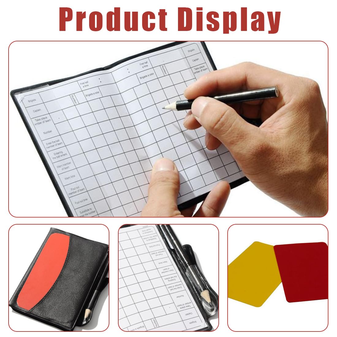 Juego de Tarjetas de Árbitro de Fútbol, Tarjeta Roja PCV, Tarjeta Amarilla con Accesorios para Bolígrafo y Estuche, Libros de Puntuación, Juegos de Fútbol (Tarjeta Roja, Tarjeta Amarilla)