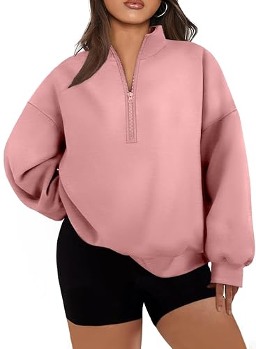 Women Plus Size Sweatshirt Long Sleeve Half Zipper Hoodies Tops