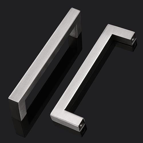 Miniatura 2 de Paquete de 5 tiradores y manijas de gabinete de níquel cepillado de 4 pulgadas, tiradores de barra cuadrada para cajones, manijas europeas de acero