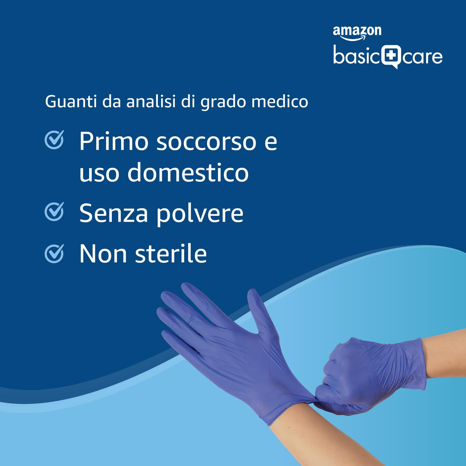 by Amazon Guanti Monouso in Nitrile Blu, Senza Polvere, Taglia S, Confezione da 100