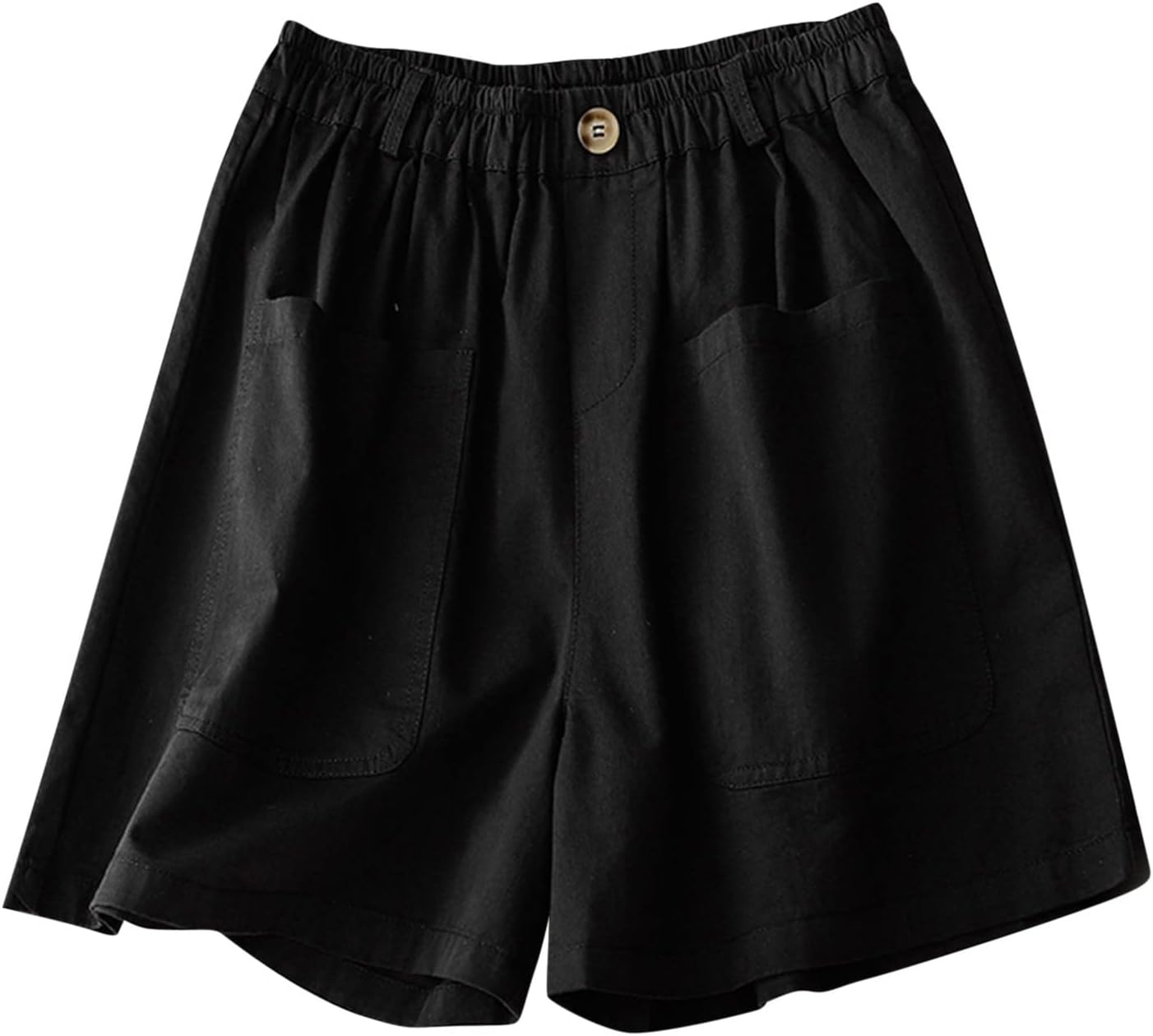 DASAYOWomens Shorts with Pockets Loose Fit Flowy Casual Shorts Elastic Waist Summer Beach Cotton Linen Shorts
