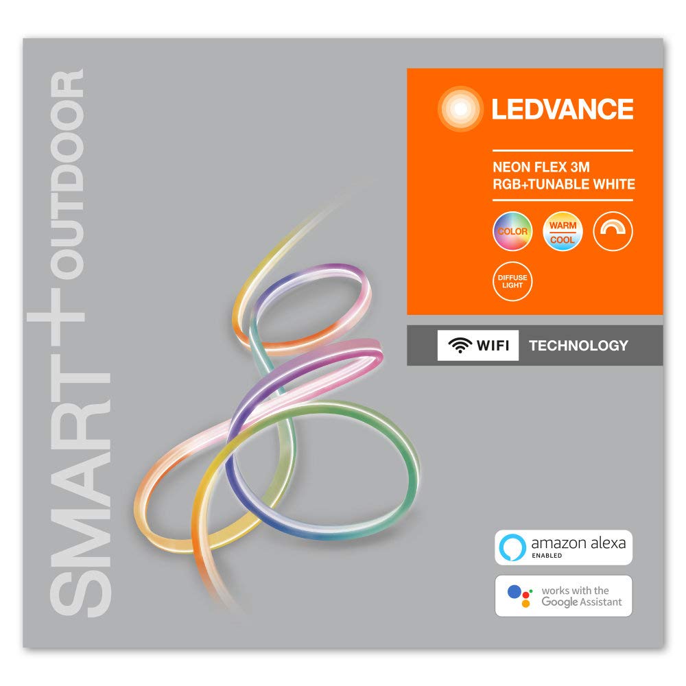 LEDVANCE Tubo luminoso a LED intelligente con tecnologia WiFi per esterno, 3 metri, flessibile e pieghevole, colore della luce modificabile (2700-6500K), colori RGB modificabili, SMART+ NEON FLEX