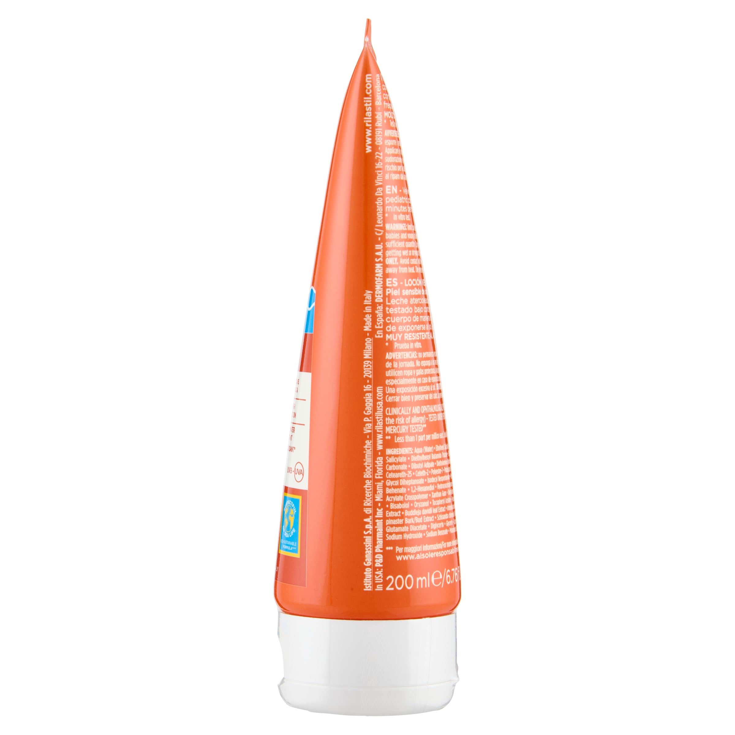 Rilastil Sun System Baby Latte Vellutato per Pelle Sensibile del Bambino, Resistente all'Acqua, Protezione Molto Alta, SPF 50+