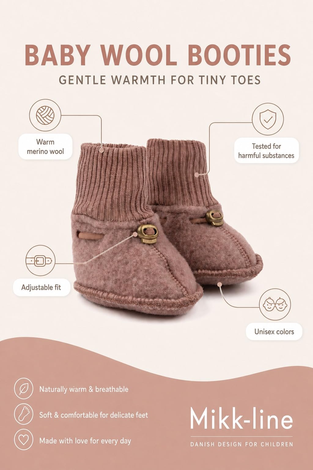 Mikk-line Woll kapcie dziecięce, certyfikat Öko-Tex 100, buty do raczkowania dla dziewczynek i chłopców, wełniane skarpety dziecięce 95% wełna - 100% bez mulesingu | buty do nauki chodzenia dla